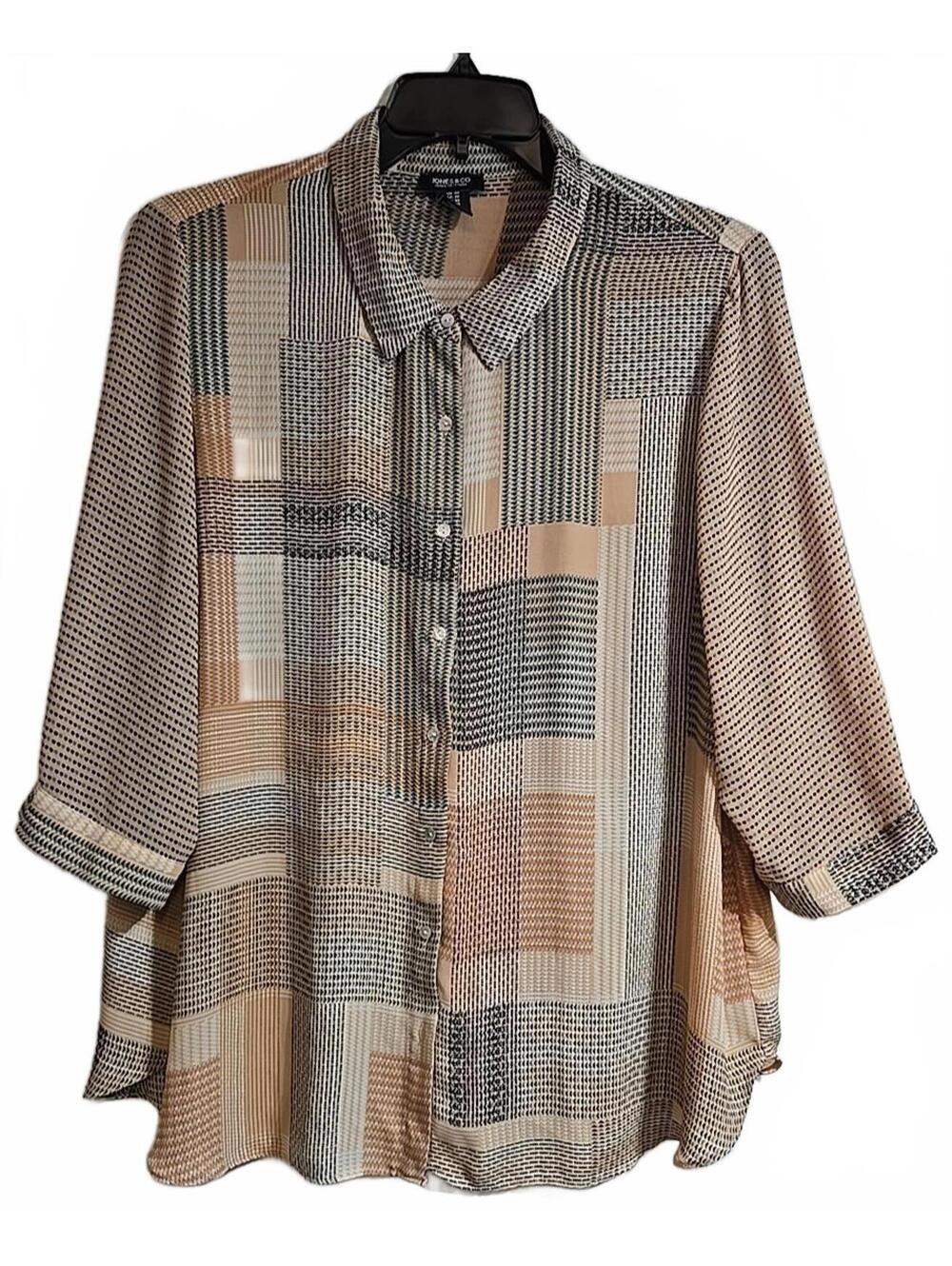Jones & Company Women's Multi-Patterned Blouse Size 2X